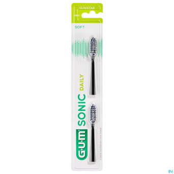 Gum sonic daily brosse dents pile tetesbrosse noir