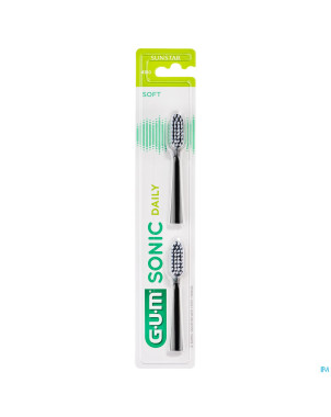 Gum sonic daily brosse dents pile tetesbrosse noir