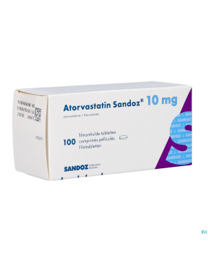 Atorvastatin 10mg sandoz comp pell 100 alu/alu