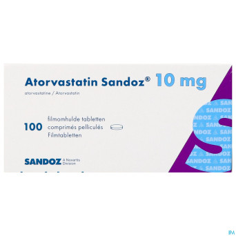 Atorvastatin 10mg sandoz comp pell 100 alu/alu