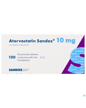 Atorvastatin 10mg sandoz comp pell 100 alu/alu