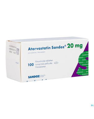Atorvastatin 20mg sandoz comp pell 100 alu/alu