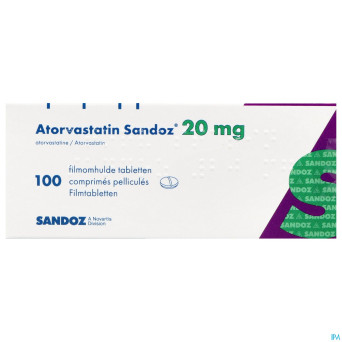 Atorvastatin 20mg sandoz comp pell 100 alu/alu