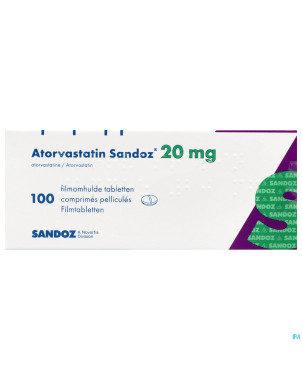 Atorvastatin 20mg sandoz comp pell 100 alu/alu