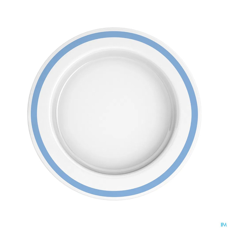 Assiette asym.orn.921&san26cm blanc reb.bleu clair