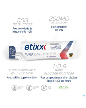Etixx double carb energy gel prol.blueberry12x60ml