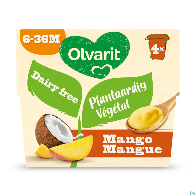 Olvarit 100 % vegetal mangue  4x95g