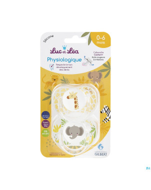 Luc&lea duo sucette physio 0-6m ete anneau