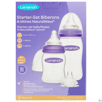 Lansinoh starter set biberons+tetine natural wave