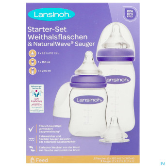 Lansinoh starter set biberons+tetine natural wave
