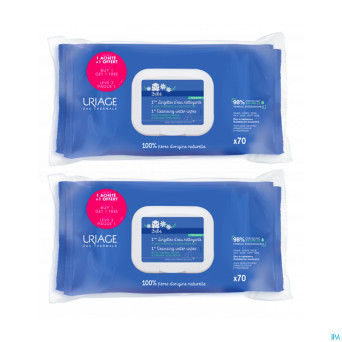 Uriage 1ere lingettes nettoyant duo    2x70