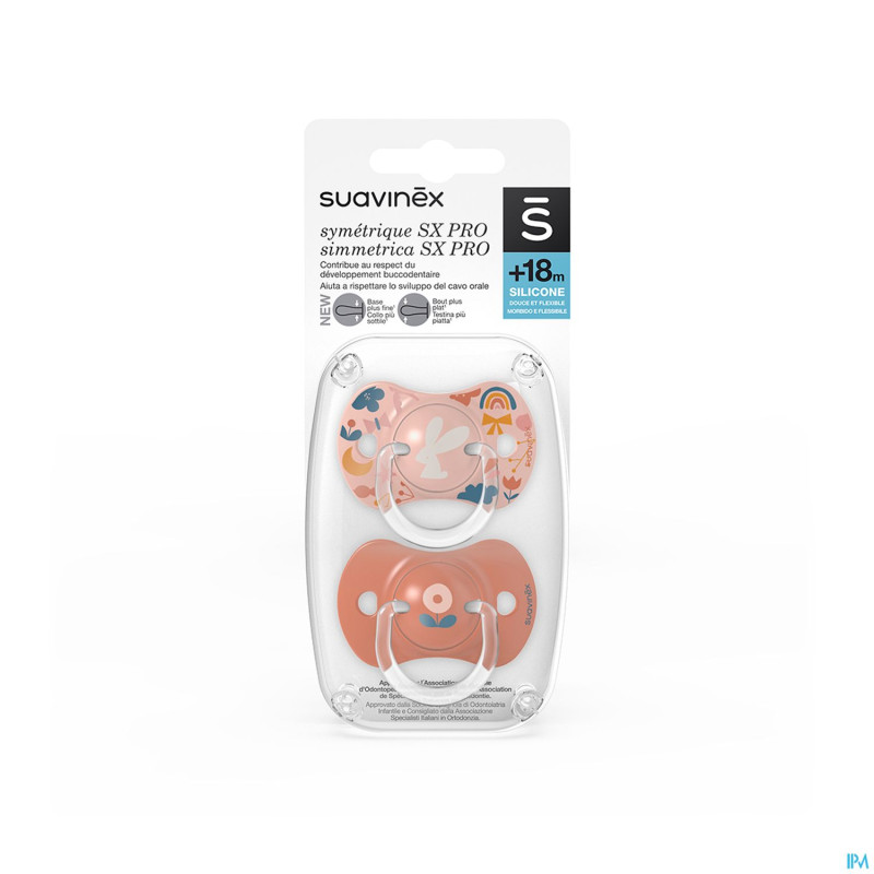 Suavinex forest sucette silic ana +18m pink duo