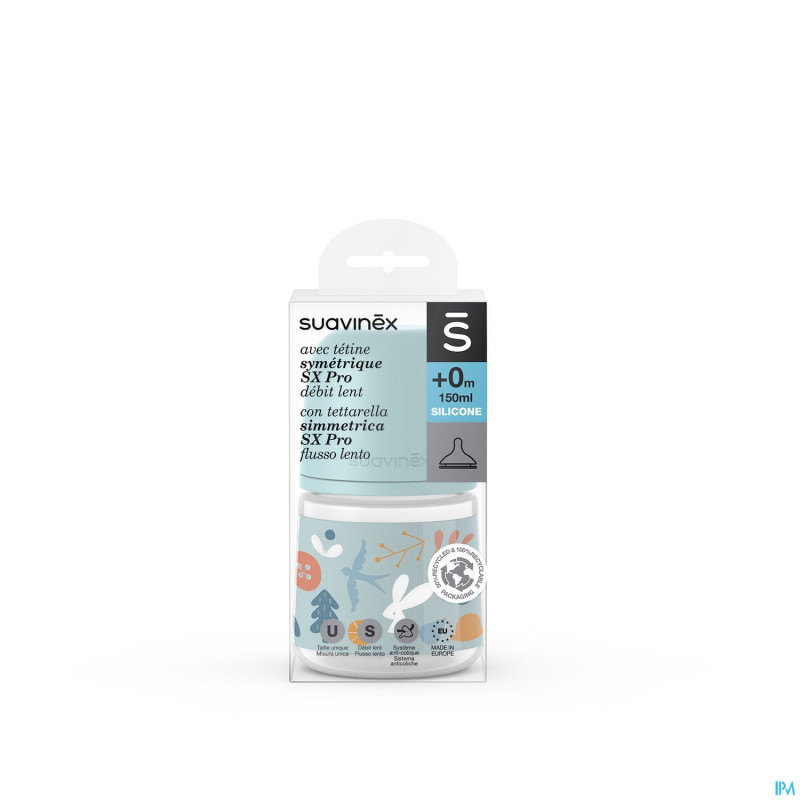 Suavinex forest biberon slow 150ml blue
