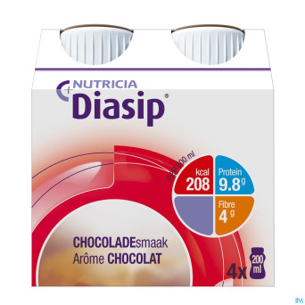 Diasip chocolat bouteille 4x200ml nf