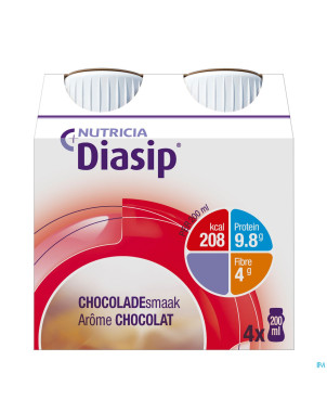 Diasip chocolat bouteille 4x200ml nf