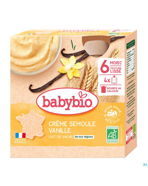 Babybio creme semoule vanille 6 mois    4x85g
