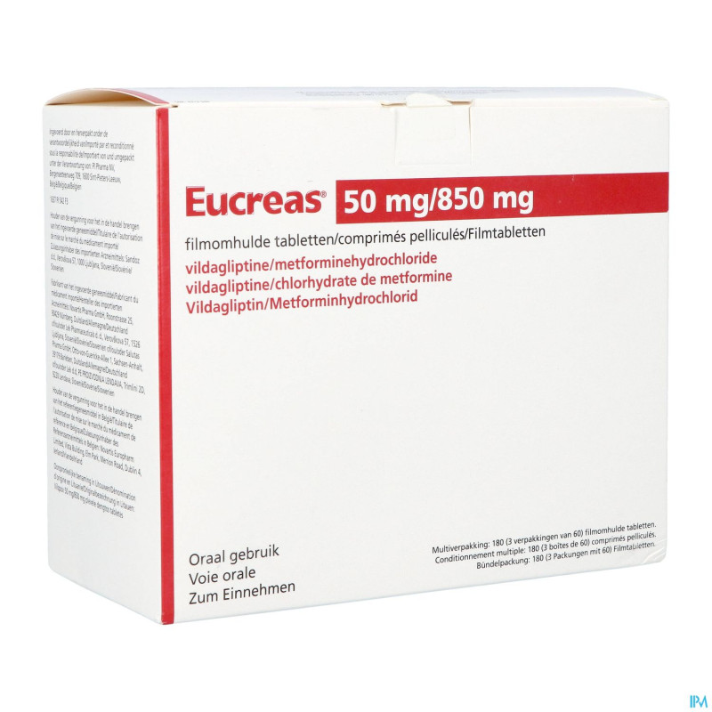Eucreas 50mg/ 850mg pi pharma comp pell 180 pip