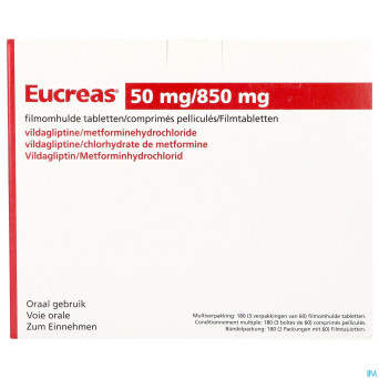 Eucreas 50mg/ 850mg pi pharma comp pell 180 pip