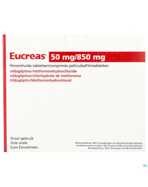 Eucreas 50mg/ 850mg pi pharma comp pell 180 pip