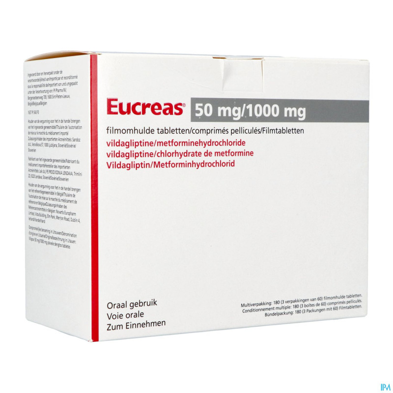 Eucreas 50mg/1000mg pi pharma comp pell 180 pip