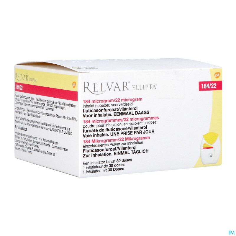 Relvar ellipta 184/22mcg abacus pdr inhal 1x30dose
