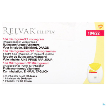 Relvar ellipta 184/22mcg abacus pdr inhal 1x30dose