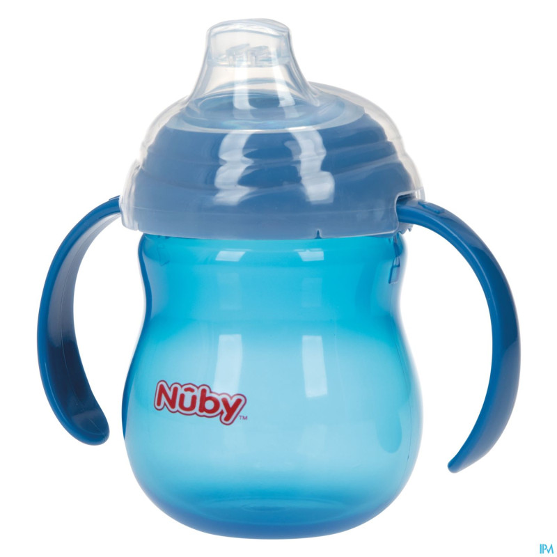 Nuby gobelet a/goutte anses bleu 6m+ 270ml