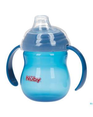 Nuby gobelet a/goutte anses bleu 6m+ 270ml