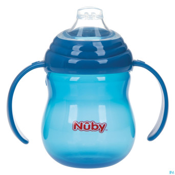 Nuby gobelet a/goutte anses bleu 6m+ 270ml