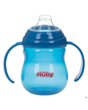 Nuby gobelet a/goutte anses bleu 6m+ 270ml
