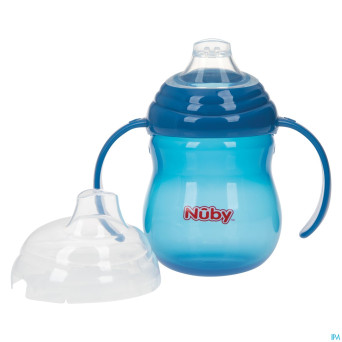 Nuby gobelet a/goutte anses bleu 6m+ 270ml