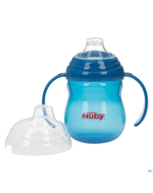 Nuby gobelet a/goutte anses bleu 6m+ 270ml