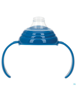 Nuby gobelet a/goutte anses bleu 6m+ 270ml