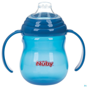 Nuby gobelet a/goutte anses bleu 6m+ 270ml