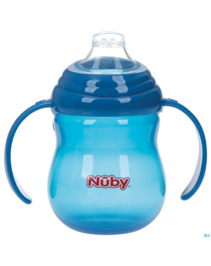 Nuby gobelet a/goutte anses bleu 6m+ 270ml