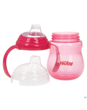 Nuby gobelet a/goutte anses rose 6m+ 270ml