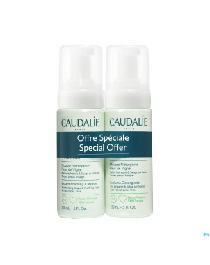 Caudalie vinoclean mousse nett.fleur vigne 2x150ml