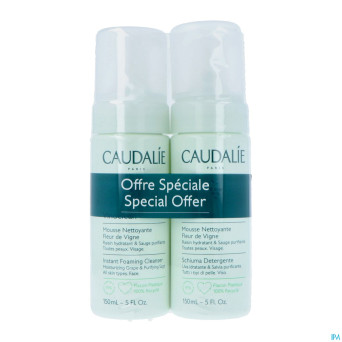 Caudalie vinoclean mousse nett.fleur vigne 2x150ml