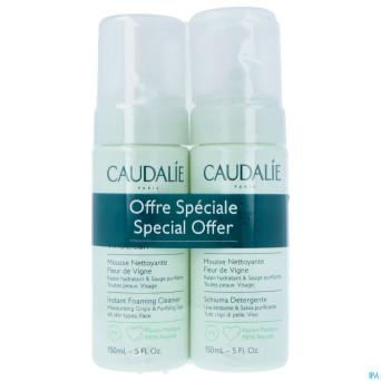 Caudalie vinoclean mousse nett.fleur vigne 2x150ml