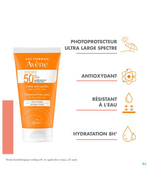 Avene sol spf50+ creme sans parfum 50ml