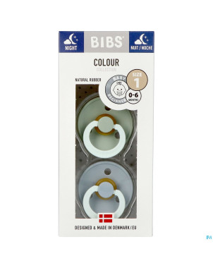 Bibs 1 sucette duo glowindark sage/cloud 2