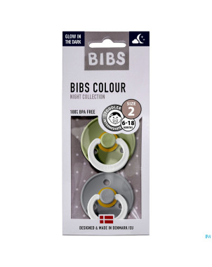 Bibs 2 sucette duo glowindark sage/cloud 2