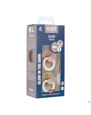 Bibs 3 sucette duo glowindark vani/blush 2