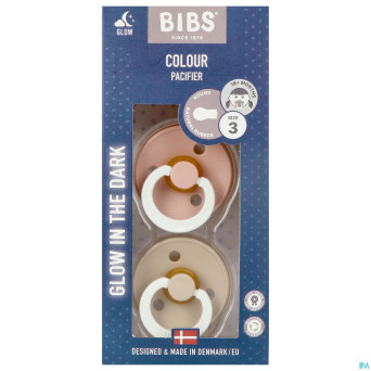 Bibs 3 sucette duo glowindark vani/blush 2