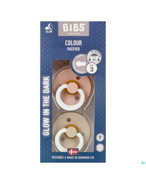 Bibs 3 sucette duo glowindark vani/blush 2