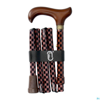 Finna canne pliab.regl.poign.marron bois vichy alu