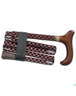 Finna canne pliab.regl.poign.marron bois vichy alu