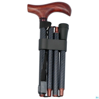 Pluviose canne pliable fantas. poignee bois bleu