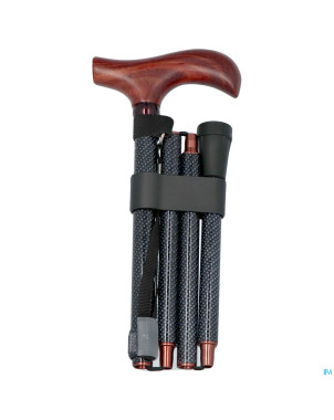 Pluviose canne pliable fantas. poignee bois bleu