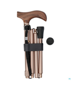 Pluviose canne pliable uni poignee bois champagne